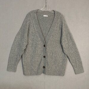 Calvin Klein Cardigan Sweater Oversize Relaxed Fit Grandpa Sweater Gray White XL